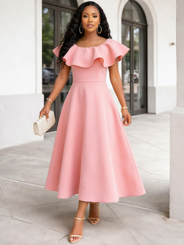 Solid Flounce Dress  Beautiedoll
