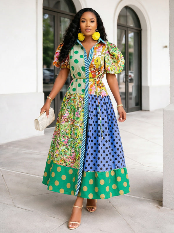 Printed Combo Shirt Dress – Beautiedoll