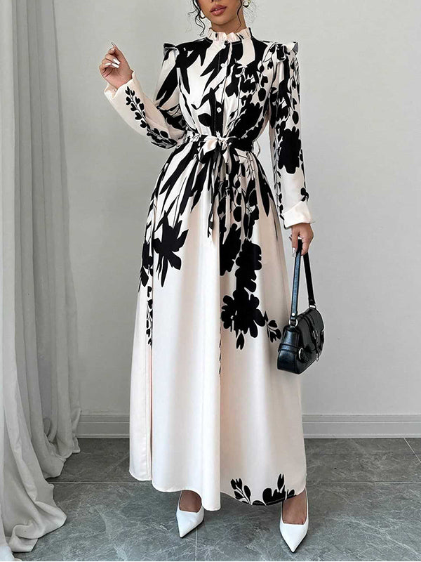 Printed Tied Shirt Dress