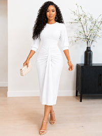 Solid Ruched Bodycon Dress
