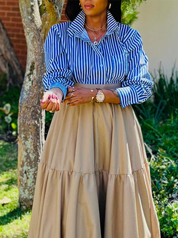 Stripe Shirt & Ruffle Skirt Set – Beautiedoll Stripe Shirt & Ruffle Skirt Set – Beautiedoll