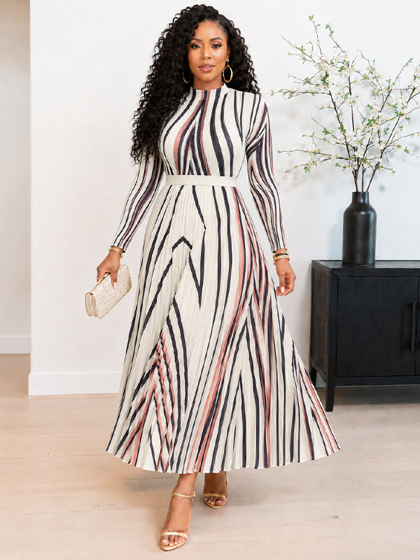 Stripe Pleated Dress