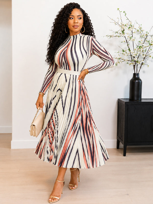 Stripe Pleated Dress
