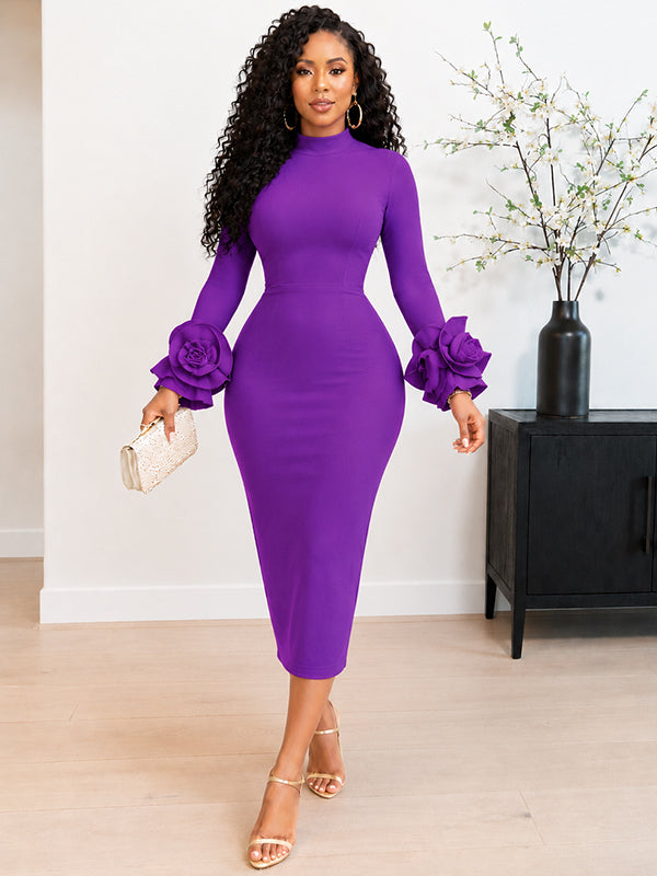 Floral-Sleeve Bodycon Dress – Beautiedoll