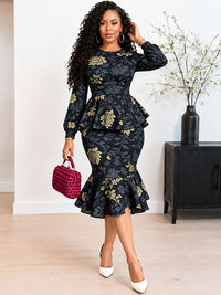 Floral Peplum Top & Skirt Set