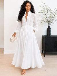 Solid Button-Front Shirt Dress