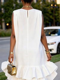 V-Neck Sleeveless Ruffle Dress