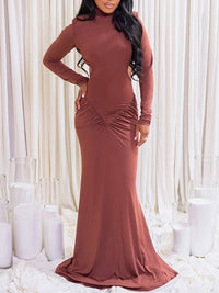 Solid Open-Back Maxi Dress