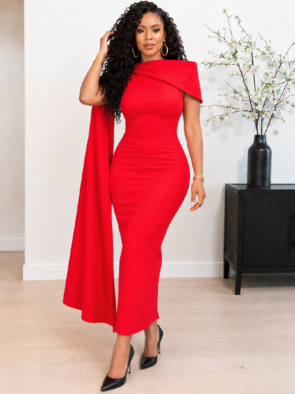 Solid Draped Bodycon Dress