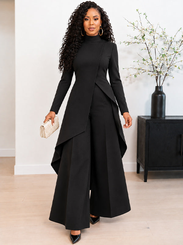 Slit Tunic Top & Wide-Leg Pants Set