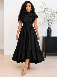 Solid Ruffle Shirt Dress