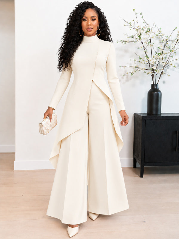 Slit Tunic Top & Wide-Leg Pants Set