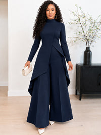 Slit Tunic Top & Wide-Leg Pants Set
