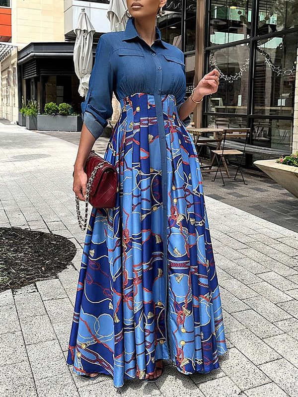 Beautiedoll Printed Combo Shirt Dress