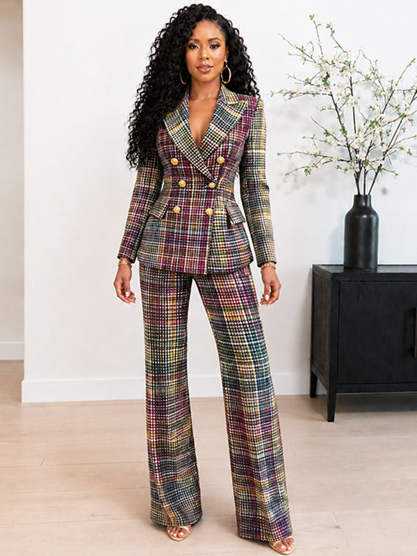 Plaid Blazer & Pants Set