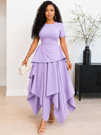 Asymmetric-Hem Tied-Back Dress