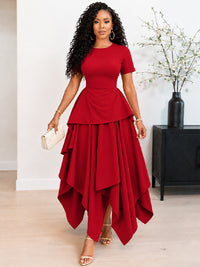 Asymmetric-Hem Tied-Back Dress