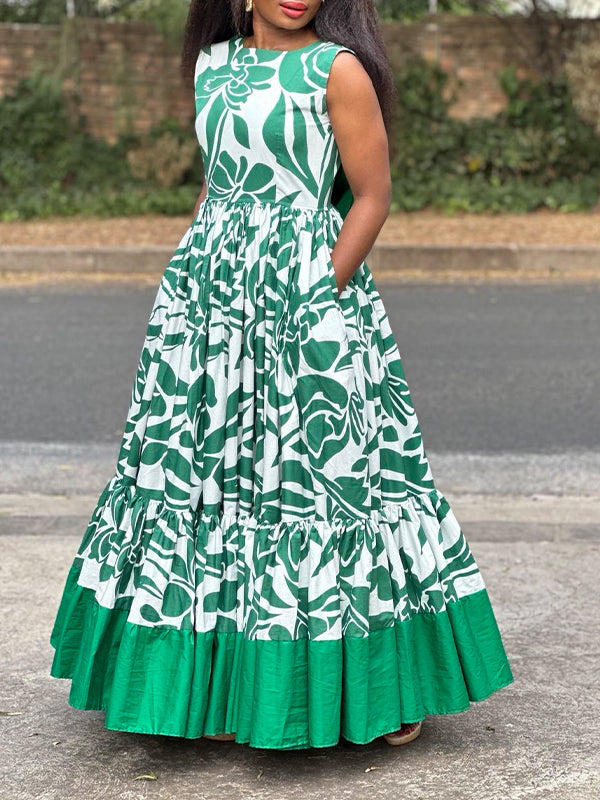 Printed Sleeveless Maxi Dress