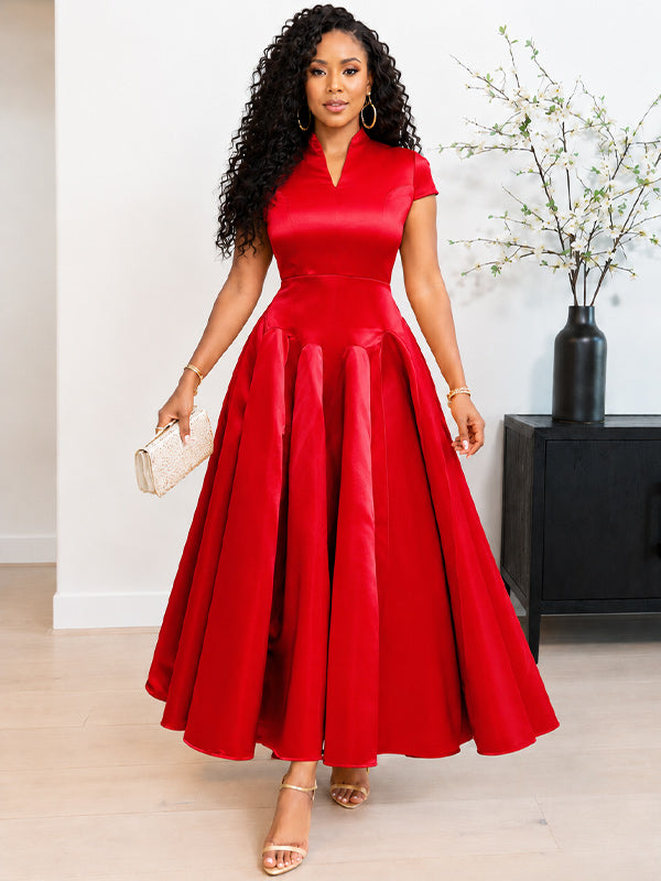 V-Neck Satin Dress