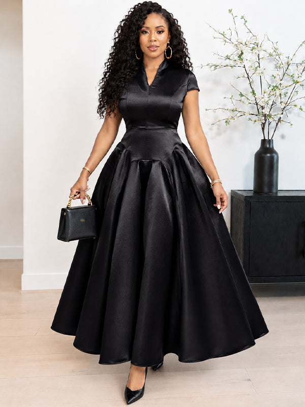 V-Neck Satin Dress