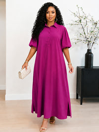Solid Button-Front Maxi Dress