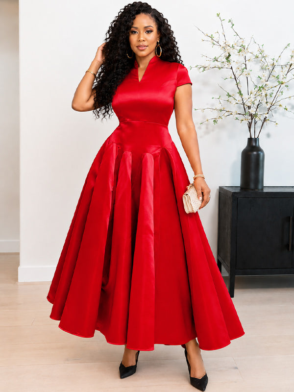 V-Neck Satin Dress