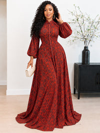 Printed Button-Front Maxi Dress