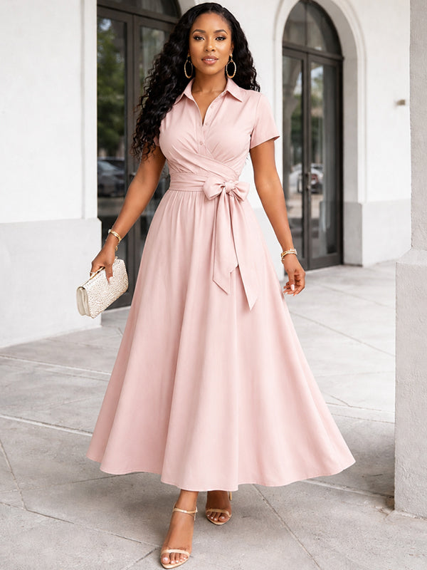 Solid Tied Shirt Dress – Beautiedoll