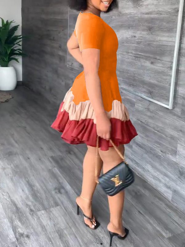 Colorblock Ruffle Dress