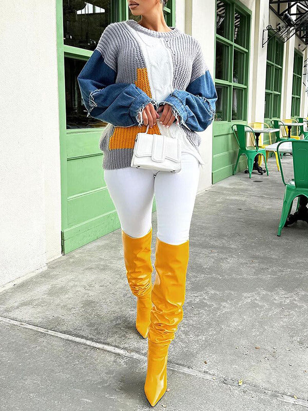 Denim Combo Colorblock Sweater