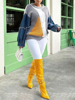 Denim Combo Colorblock Sweater