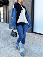 Denim Combo Colorblock Sweater