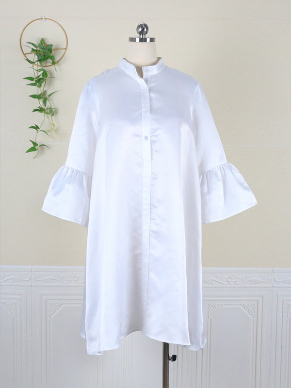 Beautiedoll Bell-Sleeve Shirt Dress