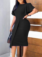 Beautiedoll Ruffle-Sleeve Bodycon Dress