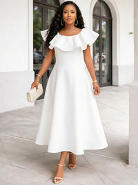 Solid Flounce Dress