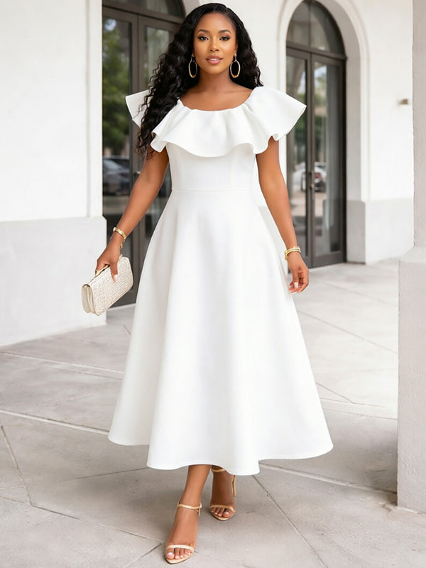 Solid Flounce Dress – Beautiedoll