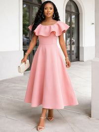 Solid Flounce Dress