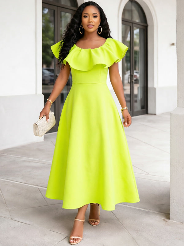 Solid Flounce Dress Beautiedoll Solid Flounce Dress Beautiedoll
