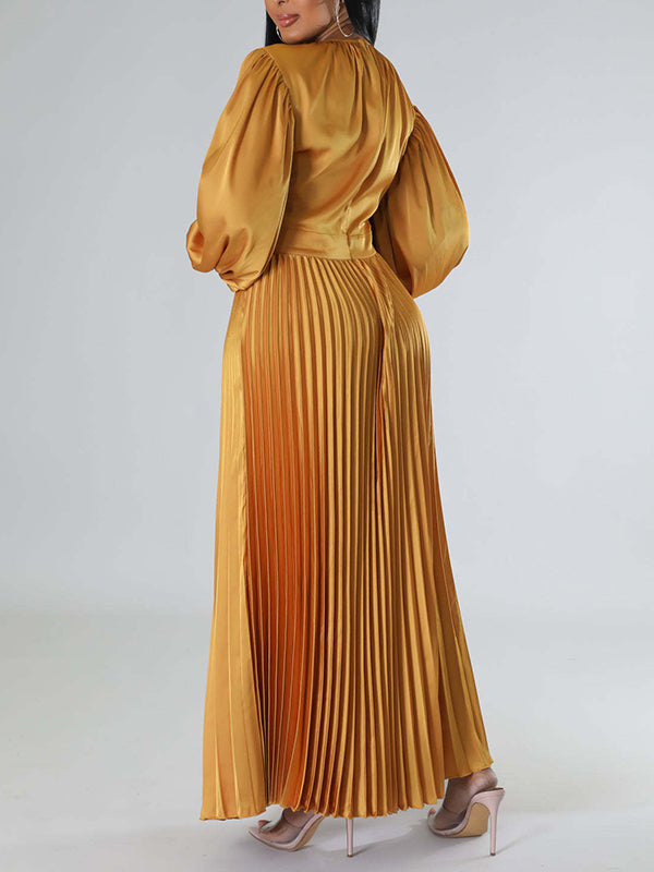 Solid Pleated Dress