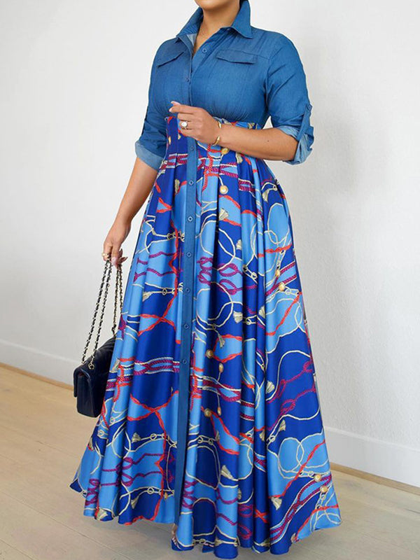 Beautiedoll Printed Combo Shirt Dress