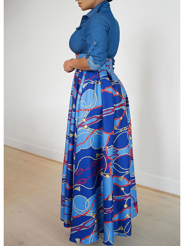 Beautiedoll Printed Combo Shirt Dress
