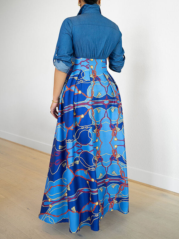 Beautiedoll Printed Combo Shirt Dress