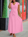 Solid V-Neck Tied Dress