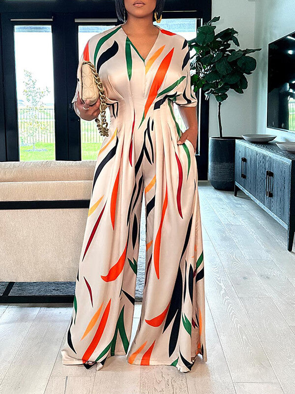 Beautiedoll Printed Wide-Leg Jumpsuit