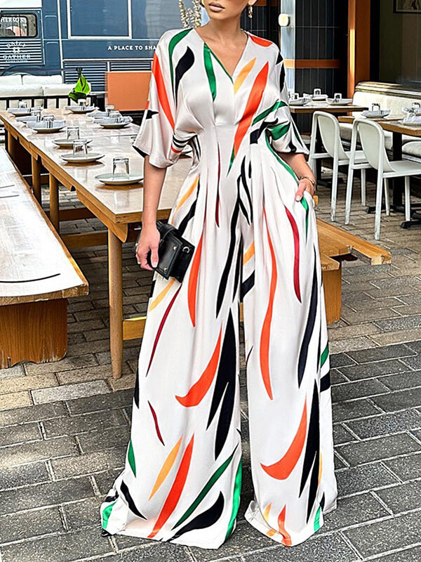 Beautiedoll Printed Wide-Leg Jumpsuit