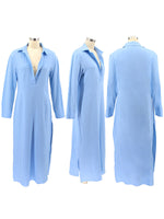 Solid Button-Front Slit Dress