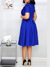 Button-Front Frilled Pleated Dress