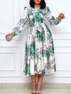 Printed Tied-Neck Dress