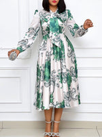 Printed Tied-Neck Dress