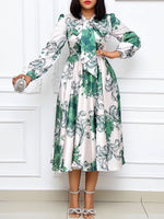 Printed Tied-Neck Dress